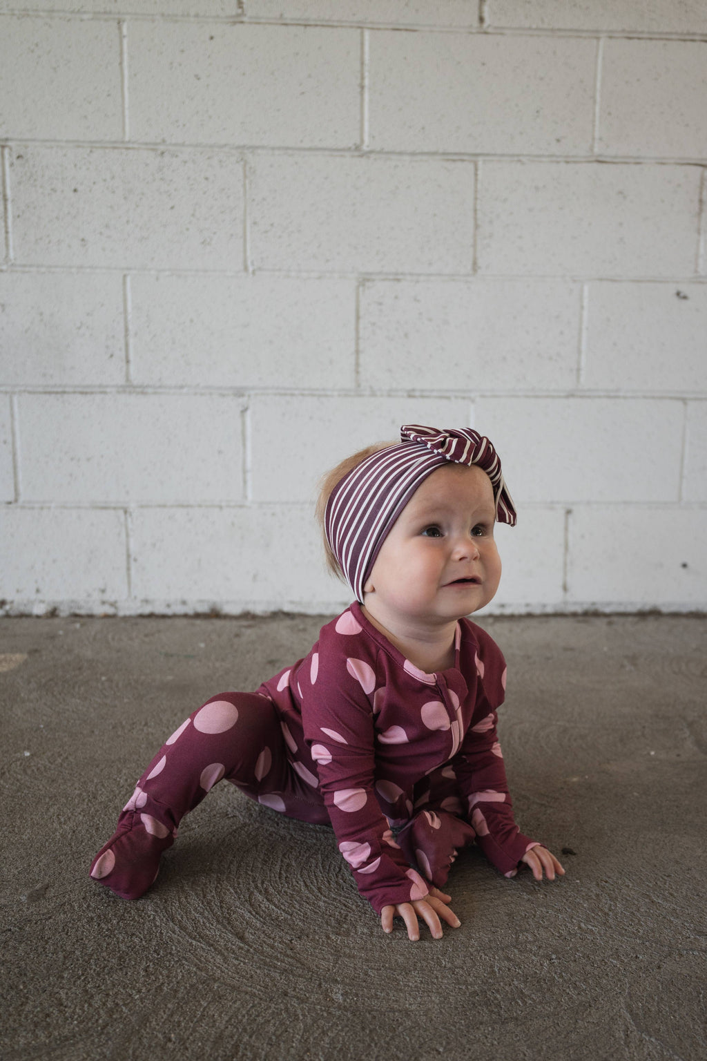 Heather rose dot one-piece zip sleeper for sleeping and playing