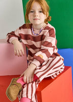 Pink striped kids pants, relaxed fit, 6 months to 4T