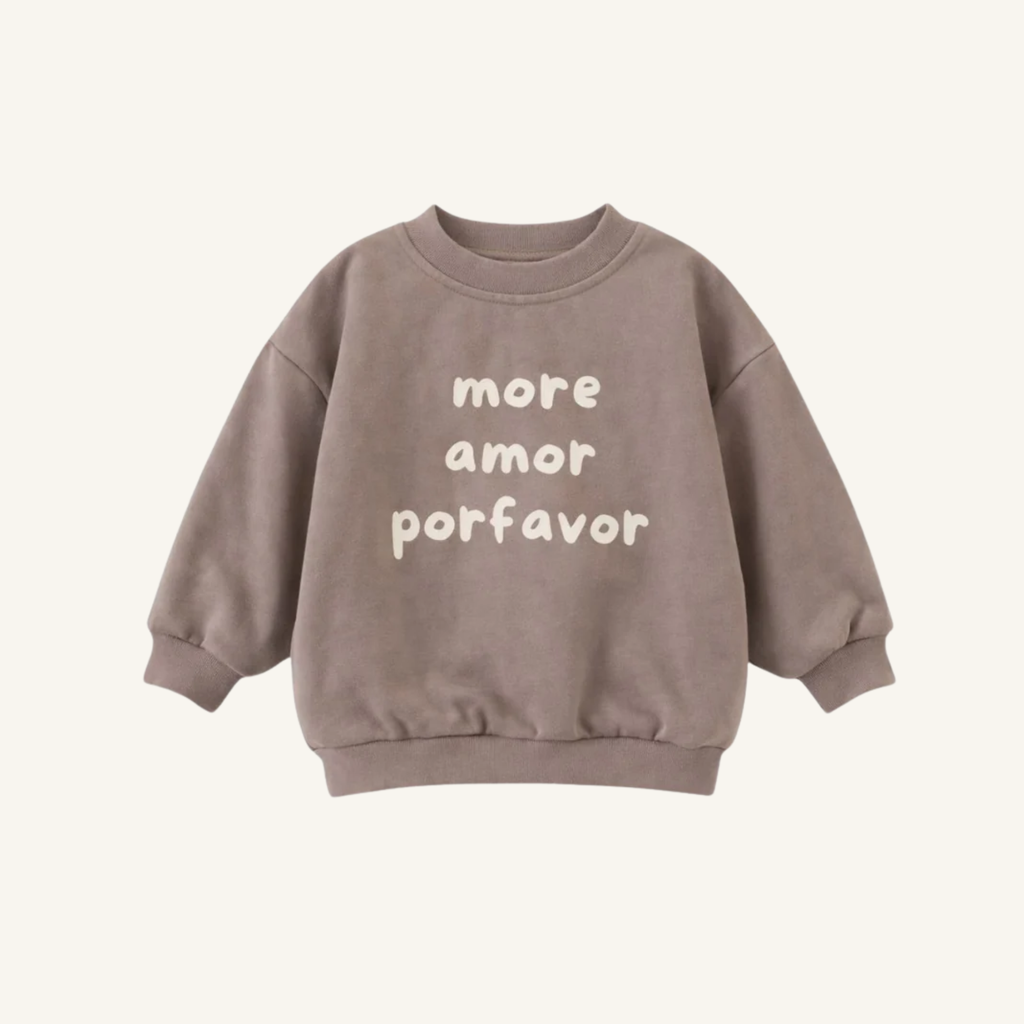 More Amore cream crewneck sweatshirt for toddlers, oversized relaxed fit