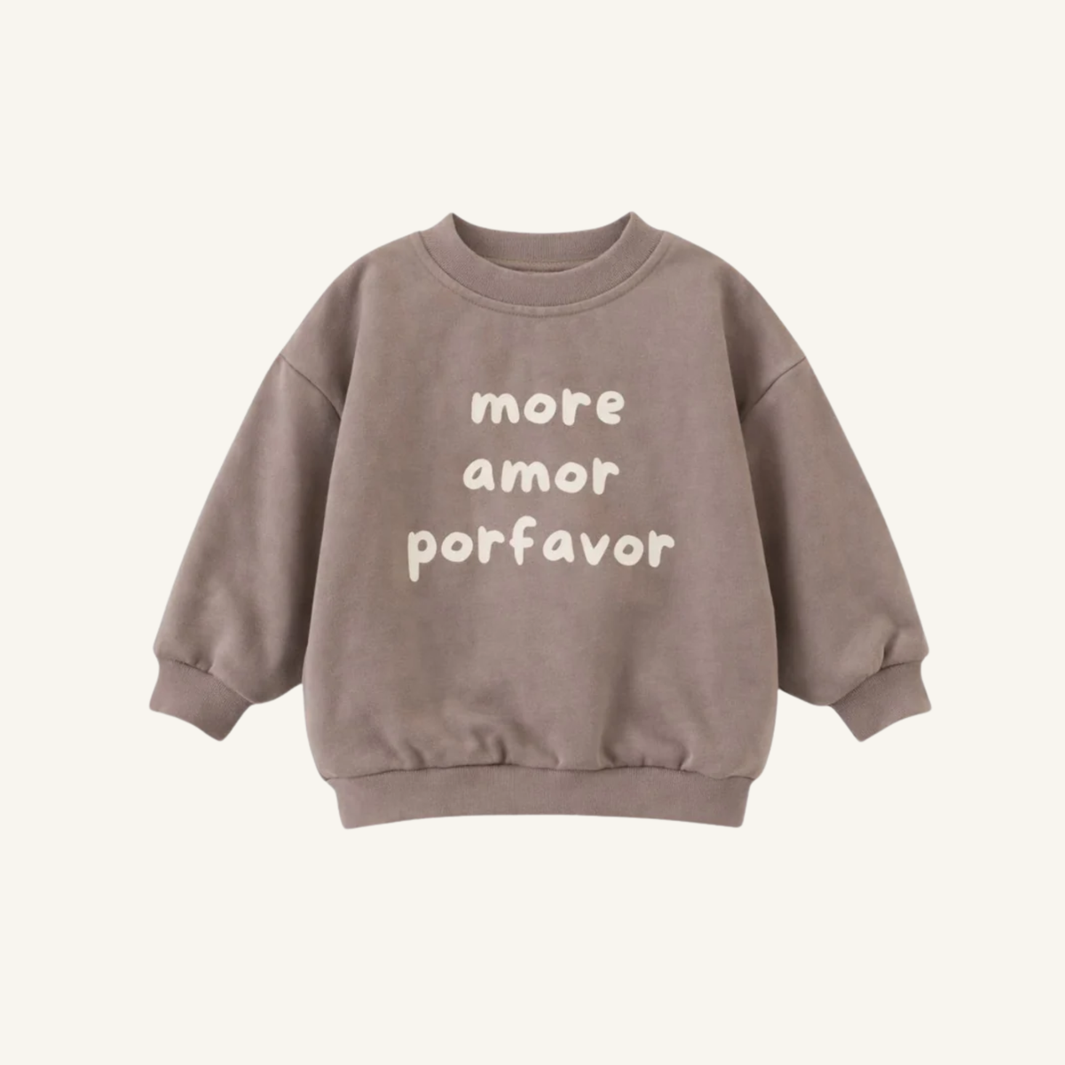More Amore cream crewneck sweatshirt for toddlers, oversized relaxed fit