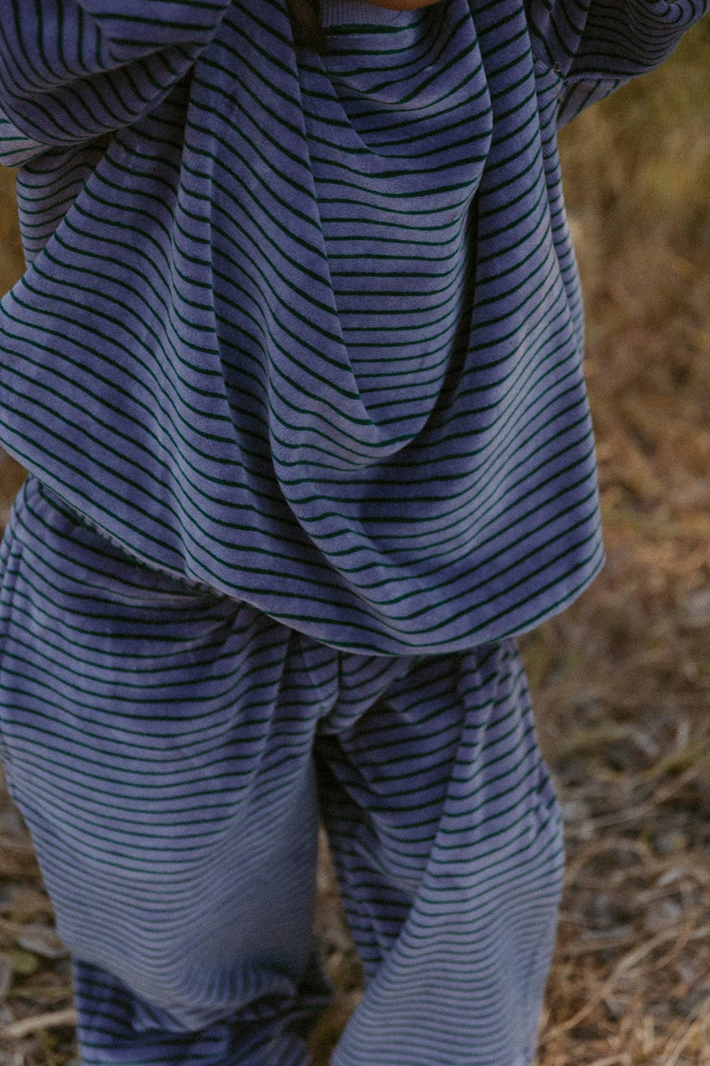 Breezy wide-leg striped pants from the Daryl Set in purple ash