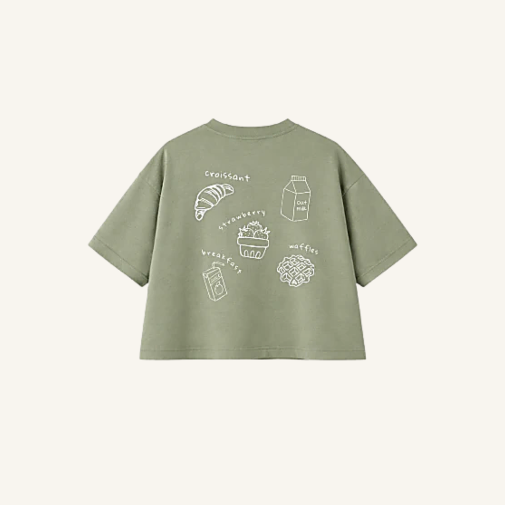 Kids Breakfast Club graphic t-shirt with relaxed oversized fit