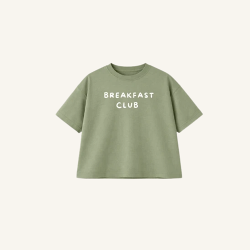 Breakfast Club graphic tee, boxy drop-shoulder cotton t-shirt for babies and toddlers