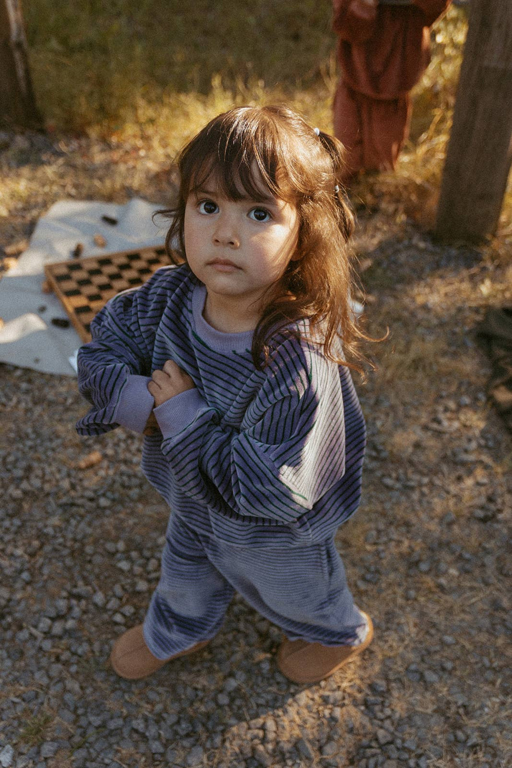 Thin purple ash stripe crewneck sweatshirt from the Daryl two-piece kids set