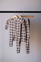 Soft breathable bamboo baby pajamas in retro floral print, newborn to 24 months