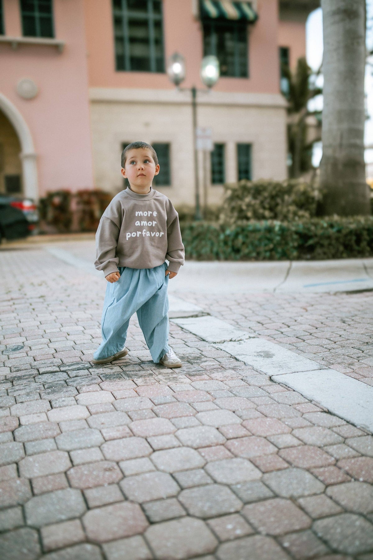 Oversized cotton More Amore sweatshirt, size up for an extra-roomy fit