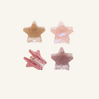 Shimmer Stars mini star claw clips 4 pack in purple, gold and pink glitter and pink pearl