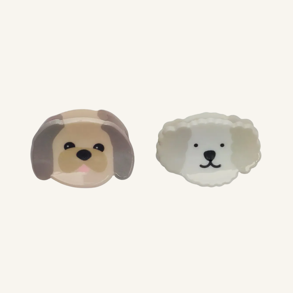 Pippy Puppy claw clips 2 pack, mini puppy face hair clips for kids