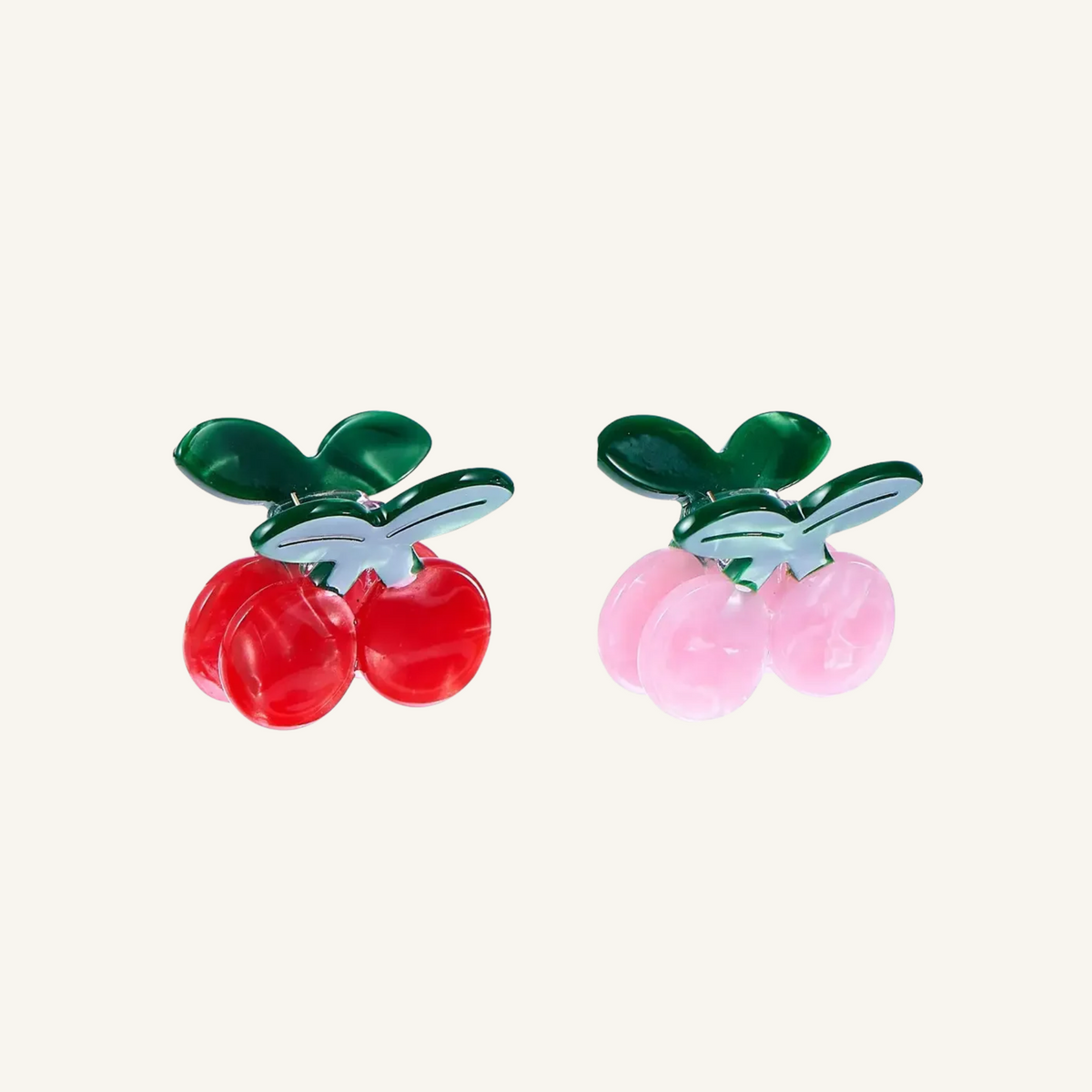 Sweet Cherries mini cherry claw clips 2 pack in shimmery red acetate