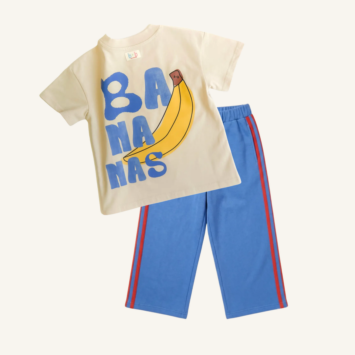 Retro kids track pants with bold contrast side stripe down each leg